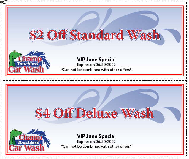 $2 Off Standard Wash and $4 Off Deluxe Wash